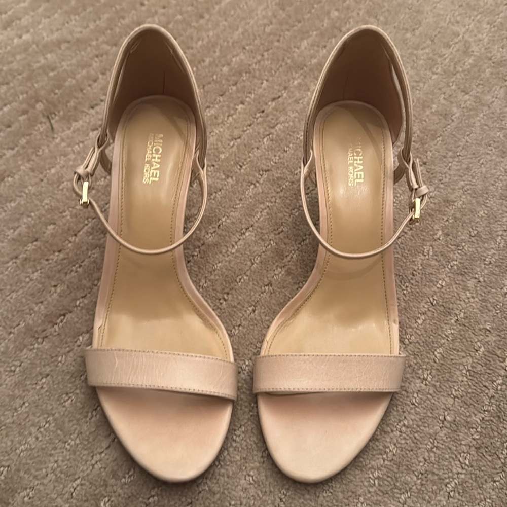 “Michael” Michael Kors nude ankle strap 3” heels.